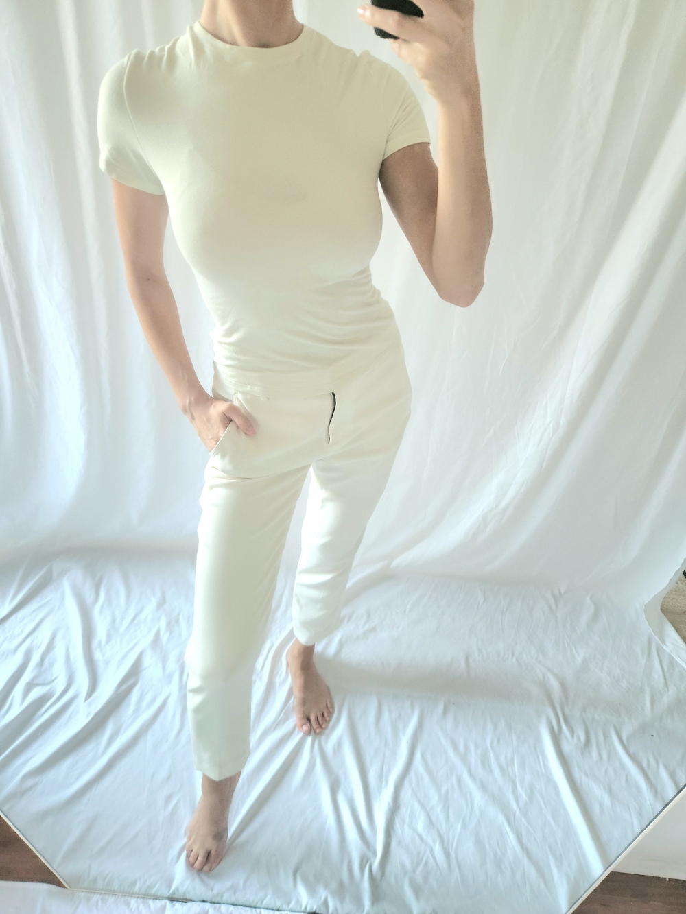 SKIMS Short Sleeve Tee in Cream